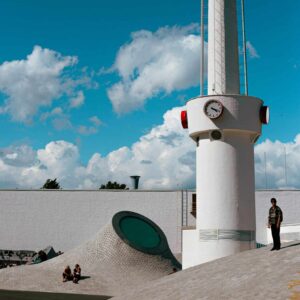 image of the Lasipalatsi square clock tower as seen along the Helsinki city and Oodi library audio tour bundle