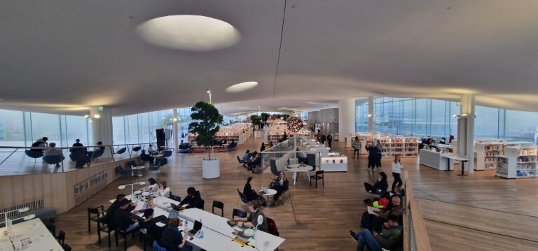 Inside view of the Oodi Central Library in Helsinki