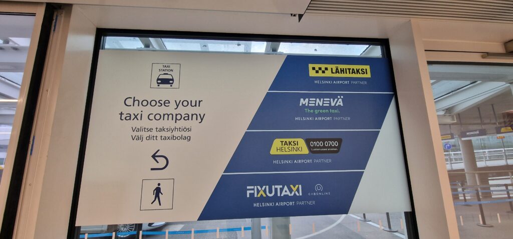 The four taxi lanes at Helsinki-Vantaa Airport
