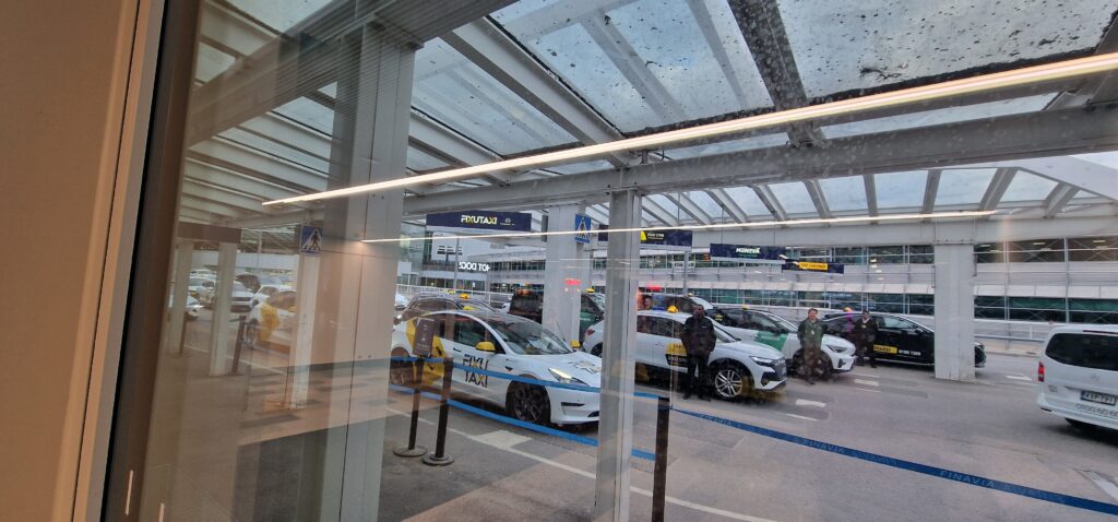 Taxi rank at Helsinki-Vantaa Airport arrivals