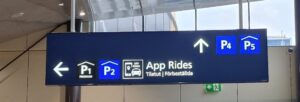 App Ride signage at the Helsinki Airport - right next to the entry to the Airport Train Station